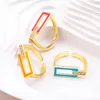 Anillos de boda Fashion 8 Colores Aceite de goteo Abertura coreana Simple Geométrico Hollow Rectangle Circón Accesorios para fiestas de joyería Weddingweddingw