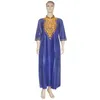 Vêtements ethniques Robe longue africaine femmes Dashiki or broderie grande taille 3XL 4XL Maxi femme vêtements bleu Robe Vestido S2913