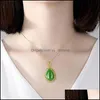 H￤nge halsband jade halsband naturliga Hetian Green Oval Retro Unikt Gold Craft Charm Womens Sier Jewel Jasper Nec Yydhome Drop Dht7o