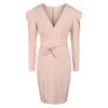 Casual Dresses Women Wrap Dress Spring Elegant Day Midi Sexig V Neck Robe 2023 Ladies Clothes Long Sleeve Bandage Split Belt