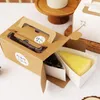 Present Wrap 10st/Lot Brown White Paper Portable Handle Mousse Cake Box Birthday Party Paking Boxes