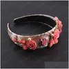 Pannband vintage lyxig stor blomma strass pannband h￥rband huvudbonad f￶r kvinnor sl￤pp leverans smycken h￥rstr￥ jewelry dht9a