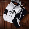 Herrspårar för herrtrakten Sportkläder kostymer Två stycken Set Sweatpants Autumn Male Hoodies Sweatsuit Sports Suits Make Winter Jogging Suit 230204