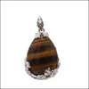 Pendant Necklaces Natural Stone Necklace Drop Bezel Flower Gem Exquisite Nanashop Delivery Jewelry Pendants Dh05S