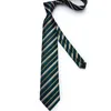 Bow Ties Fashion Men Tie Tie Green Gold Striped Silk Wedk for Hanky ​​Cuffer Gift Set Dibangu Novelty Design Business MJ-7301