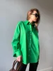 Женские блузкие рубашки летняя рубашка зеленая сплошная лацка