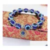 Blue Blue Evil Eye Hamsa Hand Fatima Palm Beads Bracelet dla kobiet łańcuch biżuterii vintage żeńska elastyczna dostawa dhnbl