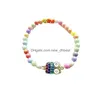 Braccialetto con fili di gioielli di moda con perline Colorf Perline Braccialetti con ciondolo gufo Drop Delivery Dh76Y