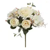 Fiori decorativi Bouquet di peonia di seta retrò artificiale Ortensia Rosa vintage Fiore finto Decorazione di nozze Tavolo da salotto Decorazioni per la casa