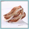 Braccialetti con ciondoli Bracciale per le donne Bangle Wrap Faux Beautifly Bottoni in pelle Cristalli Vipjewel Gioielli con consegna a goccia Dhqma