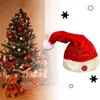 Décorations de Noël Big Deal Chapeau électrique Velours Brodé Casquette de musique Décoration de fête Cadeau Swing Santa Claus H