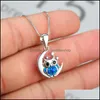 Anhänger Halsketten Blaue Opal Halskette Boho Silber Farbe Tierkette für Frauen Niedliche Stern Mond Eule Hochzeit Necklac Yzedibleshop Drop Del Dhojp