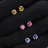 New Fashion 925 Sterling Silver Gold Plated 1CT Red Blue Yellow Moissanite Diamond Earrings Studs for Men Women Nice Gift