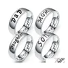 Band Rings I Love You Dad Mom Son Daughter Letter For Women Men Stainless Steel Family Warmth Finger Ring Fashion Jewelry Gift Drop D Otrtk