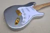 6 dizeler metal gümüş elektro gitar ile akçaağaç klavyeli sss pikaplar beyaz pickguard özelleştirilebilir