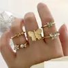 Band Rings Trendy Crystal Set For Women Girls Fashion Geometric Cz Zircon Butterfly Knuckle Finger Jewelry Drop Delivery Ring Dhvy7