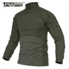 T-shirt da uomo TACVASEN T-shirt tattiche da uomo Abbigliamento militare T-shirt a maniche lunghe in cotone Airsoft Army Maschile Leggero Hunt Tops Paintball 230204