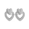 Stud Fashion Jewelry Heart Earrings Hollowed Metal Double Peach Drop Delivery Dhqju