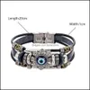 Charm Armbänder Punk Lucky Eye Türkisches Böses Für Männer Frauen Handgemachter Schmuck Mtilayer Schwarz Leder Armreif Weibliches Geschenk Drop Lieferung OTSG6