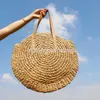 Totes rond paille sac de plage Vintage fait à la main tissé sac à bandoulière raphia cercle rotin sacs bohème été vacances sacs décontractés 0205/23