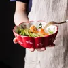 Bowls Eramic Cherry Bowl Fruit Salad Heart Round Shape Breakfast Rice Tableware For Kids Cutlery Dessert Noodles