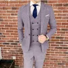 Ternos masculinos Blazers 2023 Marca Dark Green Tweed Groom Terno de casamento Tuxedo Slim Fit Charcoal Blazer Vest calças