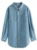 Chemisiers pour femmes Chemises FSLE Mode Casual Denim Shirt Femmes Automne All-match Revers Top Design Sens Manches Longues Coton Femme Blouses 230204