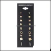 Stud 9 Pairs Of Combination Earrings Black Card Set Fashion Personality Accessories Exquisite Jewelry Earrin Yydhhome Drop Delivery Dhkiq