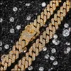 Bracelet Collier Stat 12 mm Miami Cuban Cuban Link Chain Bracelets Set for Men Bling Hip Hop Iced Out Diamond Gold Sier Rapper Chai Dhwsy