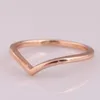 Klusterringar 925 Sterling Silver Ring Rose Gold Wish Bone Stack med Crystal For Women Wedding Party Gift Fashion Jewelry