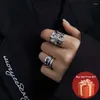 Cluster Rings Fashion Simple Geometric Open For Women Retro Punk Sliver Color Irregular Adjustable Jewelry Aestethic