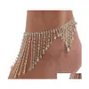 Anklets Bridal Anklet Foot Jewelry Beach Wedding White Crystal Rhinestones Women Fashion Drop Delivery OTKDX를위한 나비