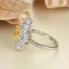 Anéis de casamento Classic Silver Color Ring White Zircon Flor Novo amarelo Crystal Square Stone for Women Bridal Jewelry