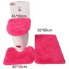 Couvre-siège de toilette 3pcsset couleur unie tapis de salle de bain ensemble poils moelleux tapis de bain moderne couvercle de toilette couverture tapis Kit rectangle 50*80 50*40 45*50 cm 230203