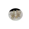 Stud Fashion Jewelry S925 Sier Post Earrings Faux Pearl Cute Sweet Rhinestone Rabbit Ear Drop Delivery Dhpql