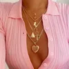 Anhänger Halsketten HebeDeer Halskette Kette Frauen Herz Schmuck Hellgelb Gold Farbe Böhmen Trendy Pharao Collier1