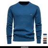 Men's Sweaters AIOPESON 100% Cotton Men Sweaters Soild Color O-neck High Quality Mesh Pullovers Male Winter Autumn Basic Sweaters for Men