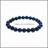 Beaded Strands 6Mm 8Mm 10Mm Blue Natural Stone Bracelets For Mens Healing Tiger Eye Beads Chain Wrap Bangle Fashion Jewelry Gift Dr Otdeq