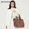 Avondtassen Jin mantang luxe grote tote dameszak mode fuax bont dame schouder handtassen zacht pluche warme winter shopper crossbody