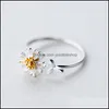Band Rings Casual Daisy Flower for Women Justerbar ￶ppningsfingerring Brud Br￶llopsengagemang Uttalande smycken g￥va Drop Delivery Otgo6