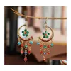 Stud Bohemian Fashion Jewelry Vintage Earrings Womens Rhinstone Flower Dangle Tassels Drop Delivery Dhdnp