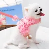 Colliers pour chiens, laisse pour animaux de compagnie, pour petits chiens et chats, harnais respirant en dentelle, vêtements à fleurs, gilet pour chat, rose