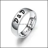 Band Rings I Love You Dad Mom Son Daughter Letter For Women Men Stainless Steel Family Warmth Finger Ring Fashion Jewelry Gift Drop D Otrtk