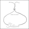 Collane con ciondolo Personalizzato Nome inglese personalizzato Bracciale per donna Uomo Acciaio inossidabile Lettera Charm Catene in oro Sier Fashion Drop Otflg