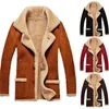 Herenjacks Leer Winter Artificial Fleece Parkas Mens Lange mouw Dikke Warm Shearling Coat Faux Fur Suede overjas malek4a2