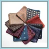 Handkerchiefs Vintage Casual Formal Suit Square Towel Handkerchief For Mens Polyester Small Pocket Towels Neck Scarf Drop Delivery F Otrmo