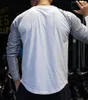 T-shirty męskie swoboda T-shirt z długim rękawem Męskie fitness Bawełniany patchworka koszulka męska trening siłowni Tops Spring Autumn bieganie