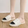 Kleding schoenen mode zomer dames slippers rond teen visser stijl kleurblok stof indoor slippers dames maat 5 dames klomp slippers g230130