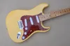 6 Strings Yellow Electric Guitar with Maple Fretboard SSS Pickups Red Pearl Pickguard Customizable