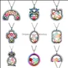 Médaillons magnétiques ouverts arc-en-ciel perle cage pendentif colliers pour femmes perles de cristal verre flottant médaillon chaînes de charme bijoux de mode otkgv